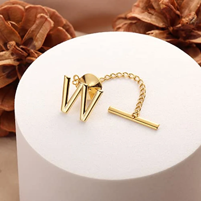AMITER Men Tie Tack, Initial A-Z Gold Tie Pin with Chain Clips for Necktie, Bow Tie & Hat by AMITER - Image 5