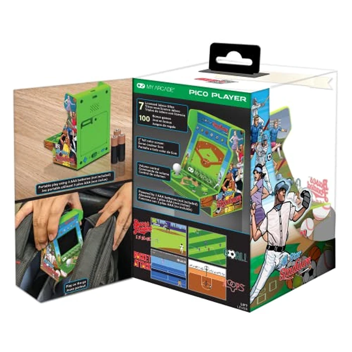 My Arcade All Star Stadium Pico Player- Fully Playable Portable Tiny Arcade Machine with 107 Retro Games, Toys for Kids, 2" Screen, Green, Small (DGUNL-4120) by My Arcade - Image 2