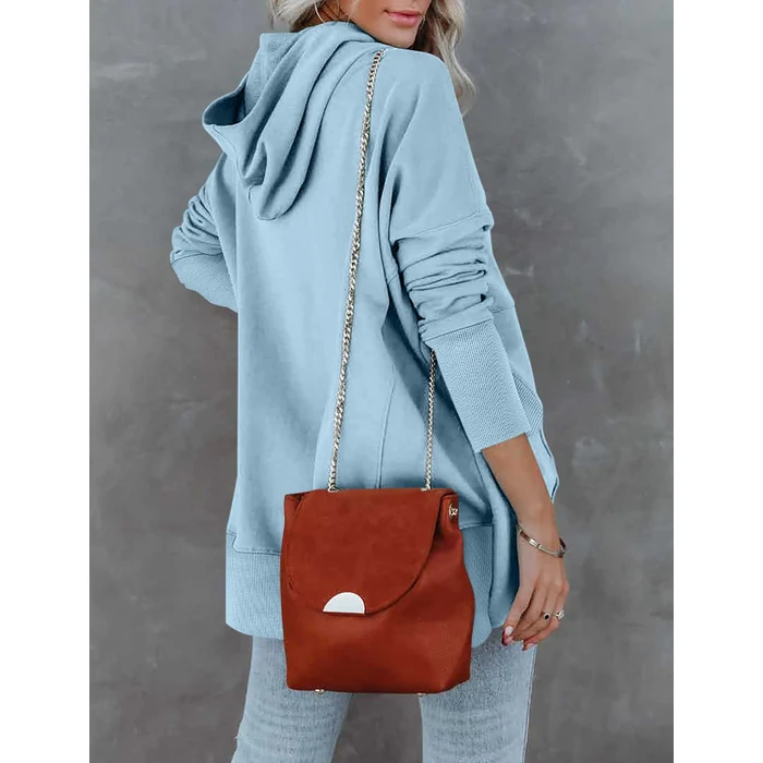 onlypuff Pullover Hoodies for Women V Neck Sweatshirt Button up Juniors Hooded Sweatshirt Long Sleeve Winter Top Baby Blue M by onlypuff - Image 5