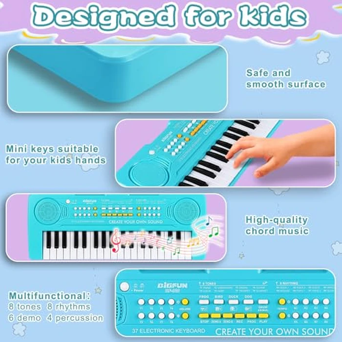 Keyboard Piano for Kids, BIGFUN 37 Keys Toddler Piano Multifunction Music Educational Instrument Toy, Electronic Kids Keyboard for 3-7 Year Old Girls and Boys (Blue) by BIGFUN - Image 2