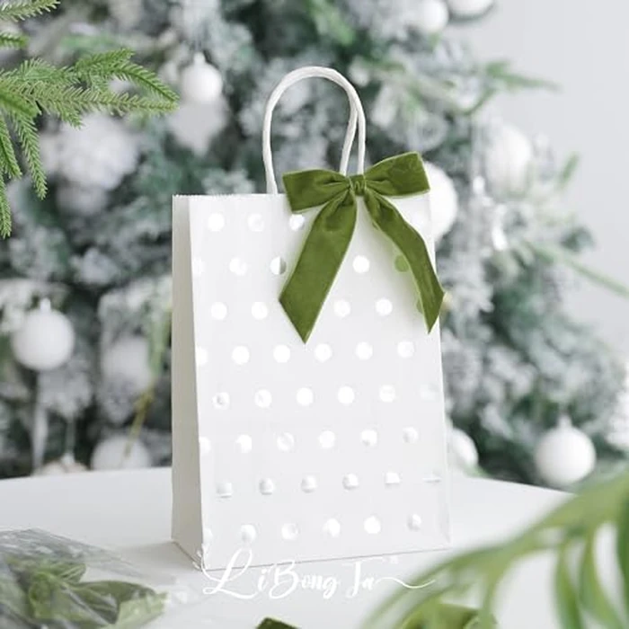 LiBongTa 3.5" Moss Green Pre Tied Bows Velvet Ribbon Bows, Gift Bows for Presents, Ribbon Bows with Twist Ties for Wreaths, Christmas Tree, Treat Bags, Party Decor, Christmas Package Bows-12 Counts by LiBongTa - Image 5