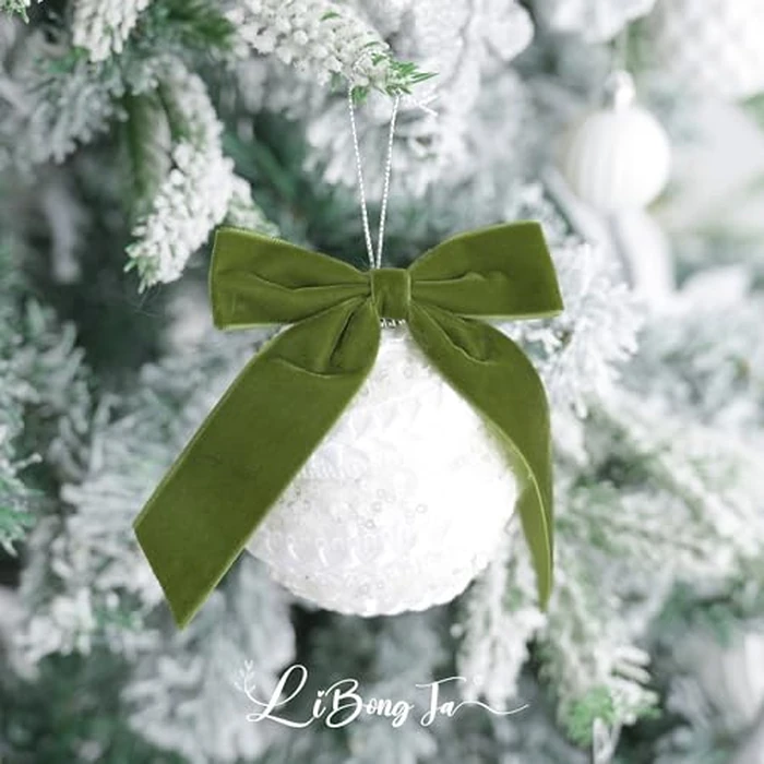 LiBongTa 3.5" Moss Green Pre Tied Bows Velvet Ribbon Bows, Gift Bows for Presents, Ribbon Bows with Twist Ties for Wreaths, Christmas Tree, Treat Bags, Party Decor, Christmas Package Bows-12 Counts by LiBongTa - Image 6