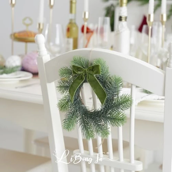 LiBongTa 3.5" Moss Green Pre Tied Bows Velvet Ribbon Bows, Gift Bows for Presents, Ribbon Bows with Twist Ties for Wreaths, Christmas Tree, Treat Bags, Party Decor, Christmas Package Bows-12 Counts by LiBongTa - Image 7