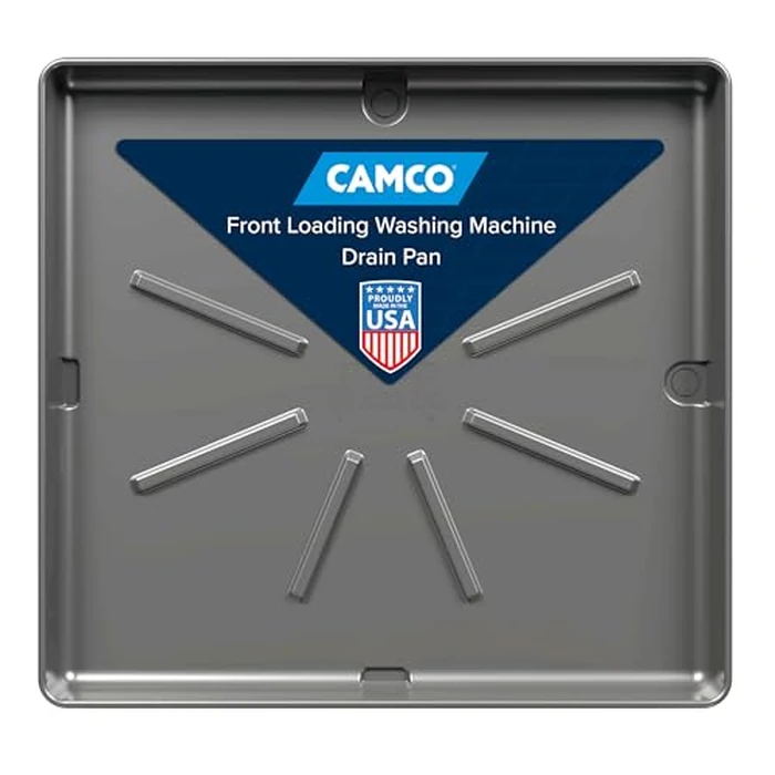 Camco 20788 Low Profile Washing Machine Drain Pan with PVC Fitting, 30.5" x 34.5" by Camco - Used - Like New condition - CA$38.37