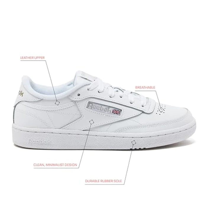 Reebok Classics Women's Club C 85, White/Light Grey, 5.5 M US by Reebok - Image 2