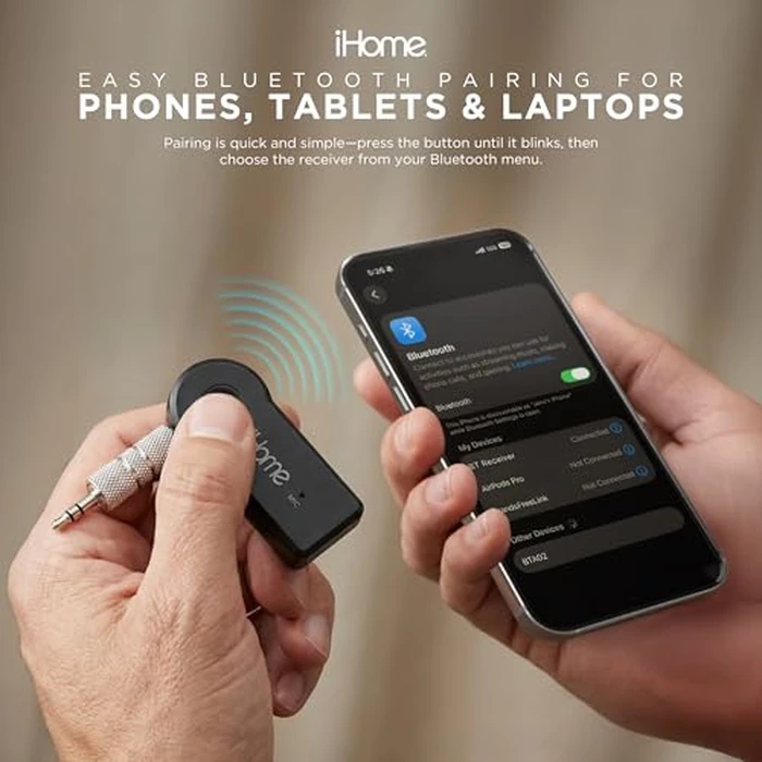 iHome 3.5mm Audio Receiver with Built-in Mic, Wireless Music Streaming, Compact Design by iHome - Image 4