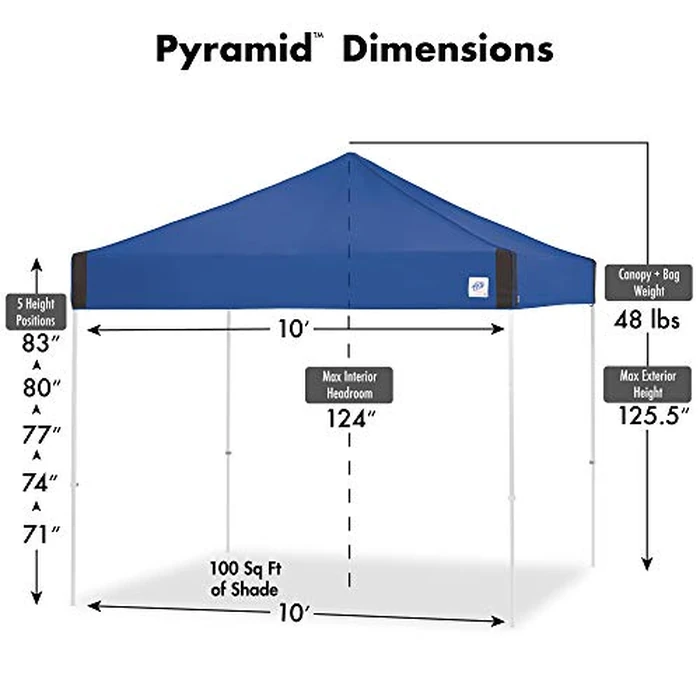 E-Z UP Pyramid Instant Shelter Canopy, 10' x 10' with Wide-Trax Roller Bag & 4 Piece Spike Set, Punch by E-Z UP - Image 5