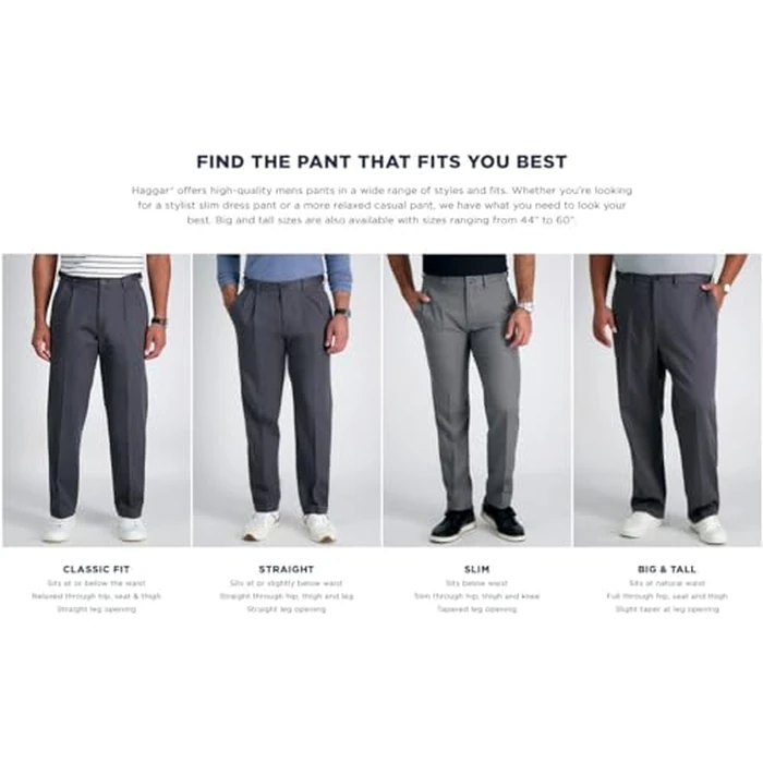 Haggar Men's E-Clo Repreve Classic Fit Pleat Front Dress Pant with Hidden Expandable Waistband Khaki 36W x 30L by Haggar - Image 4