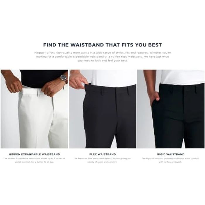 Haggar Men's E-Clo Repreve Classic Fit Pleat Front Dress Pant with Hidden Expandable Waistband Khaki 36W x 30L by Haggar - Image 5