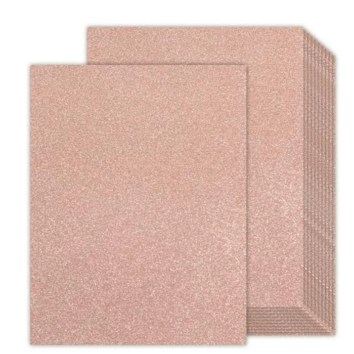 Rose Gold Glitter Cardstock 8.5x11 Double-Sided 24 Sheets, Goefun Gold No-Shed Glitter Paper 280GSM/100lb Pink Card Stock for Craft, Art, Invitation, Graduation, Wedding Party by Goefun - Used - Good condition