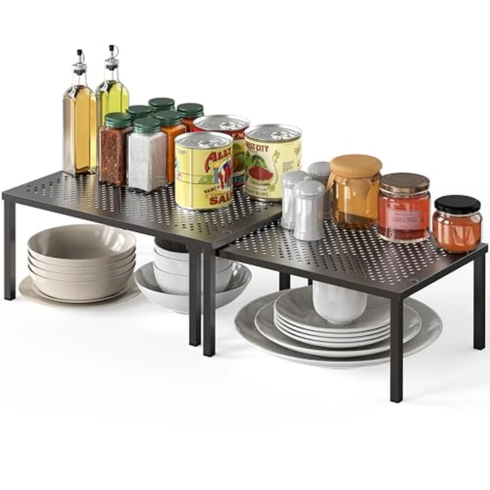 Simple Houseware Expandable Stackable Cabinet and Counter Shelf Organizer with Steel Surface, 9" D x 12.75" W x 5.9" H, Bronze by Simple Houseware - Used - Like New condition - US$18.20