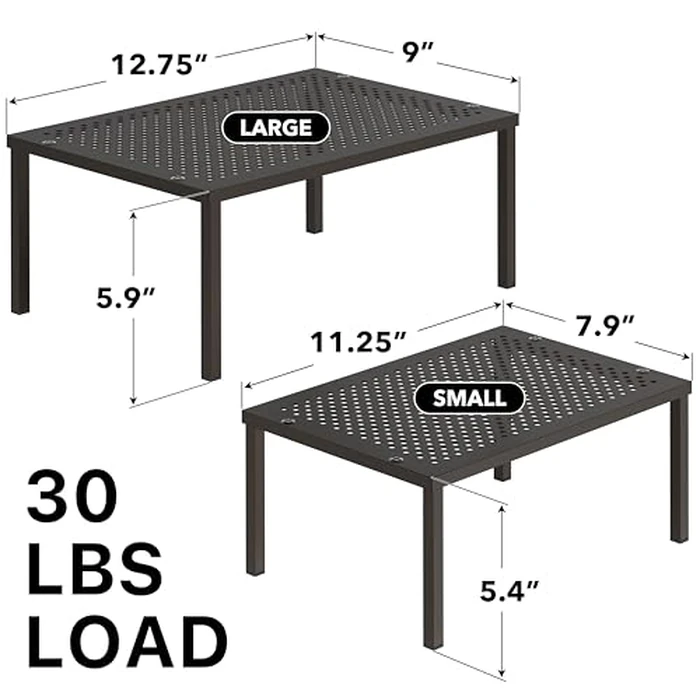 Simple Houseware Expandable Stackable Cabinet and Counter Shelf Organizer with Steel Surface, 9" D x 12.75" W x 5.9" H, Bronze by Simple Houseware - Image 2