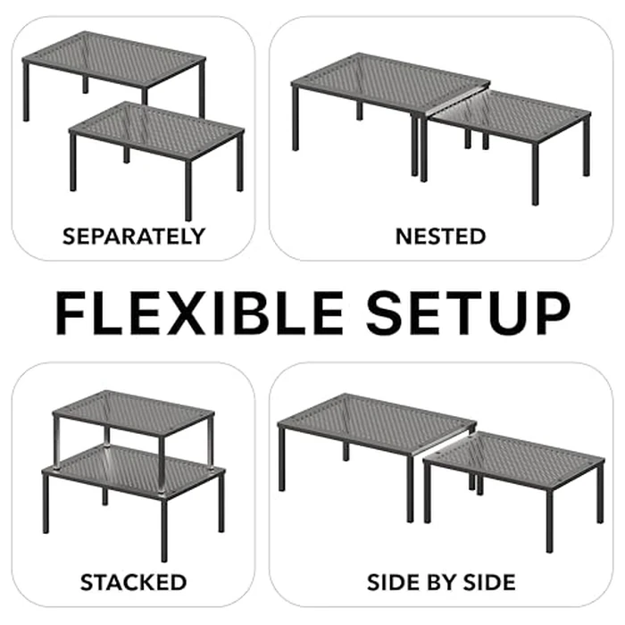 Simple Houseware Expandable Stackable Cabinet and Counter Shelf Organizer with Steel Surface, 9" D x 12.75" W x 5.9" H, Bronze by Simple Houseware - Image 5
