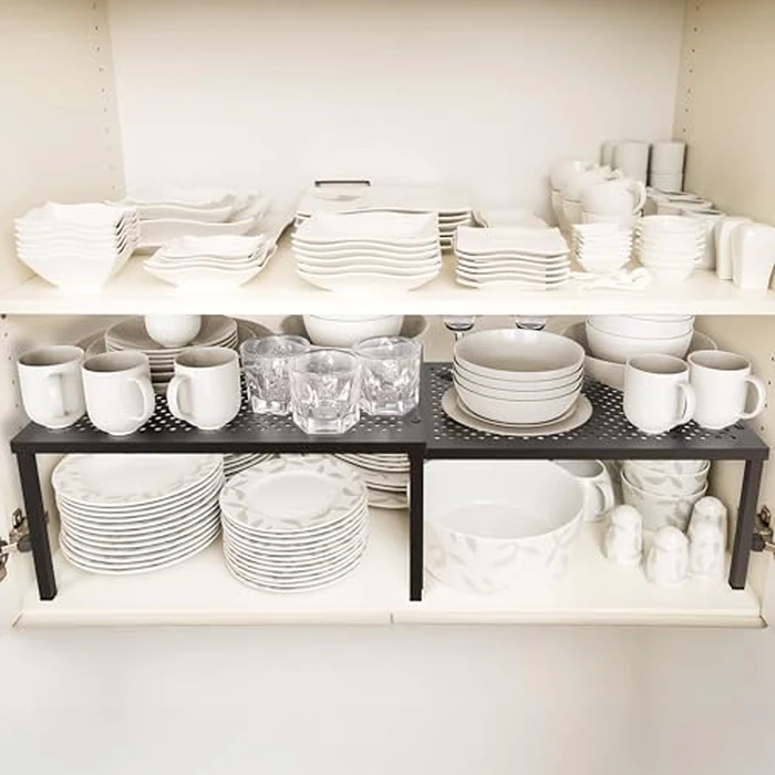 Simple Houseware Expandable Stackable Cabinet and Counter Shelf Organizer with Steel Surface, 9" D x 12.75" W x 5.9" H, Bronze by Simple Houseware - Image 7