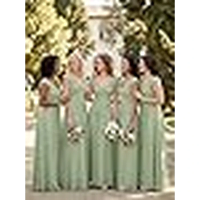 Ever-Pretty Women’s Spring Summer Elegant V Neck Ruched Cap Sleeve Chiffon Formal Wedding Guest Dress Bridesmaid Dresses Mint Green US16 by Ever-Pretty - Image 6