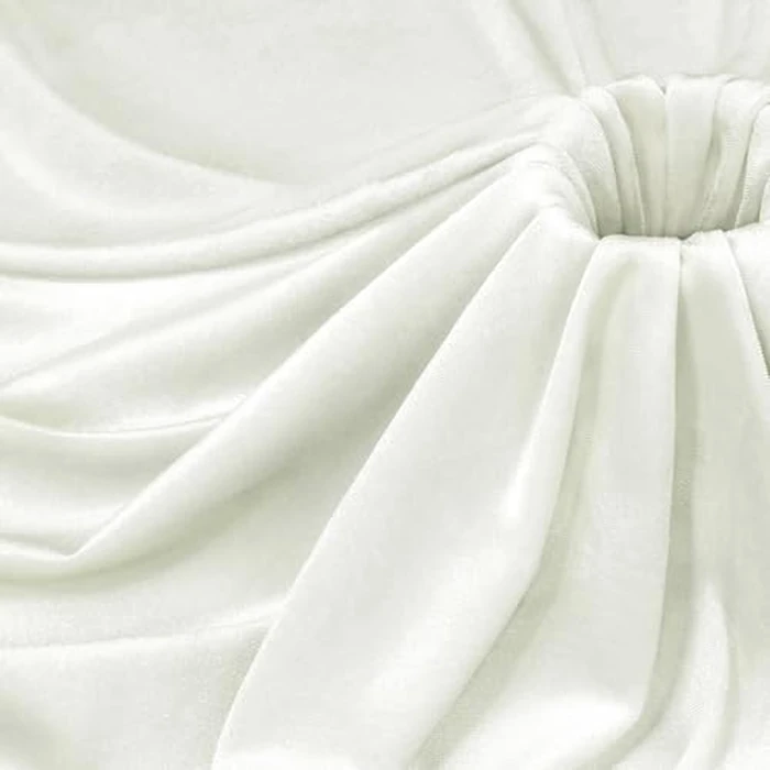 P Pothuiny Ivory White Velvet Fabric by The Yard, 5 Yards x 60 Inch Wide Luxury & Soft Stretchy Velvet Cloth Fabric for Sewing, Apparel, Upholstery - 90% Polyester 10% Spandex by P Pothuiny - Used - Like New condition - US$25.51