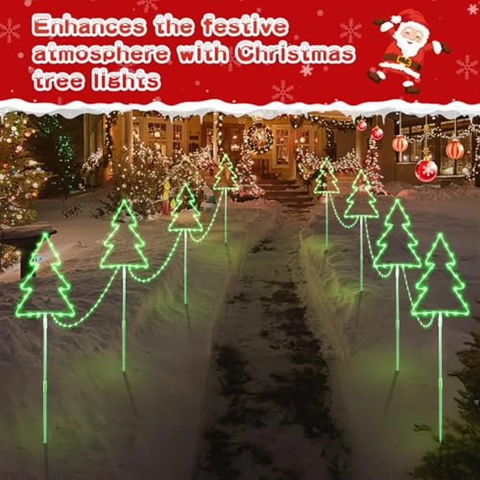 Quntis 4PCS Christmas Decorations Trees Lights Outdoor, Waterproof 160 LED Green Xmas Tree Pathway Markers with 8 Modes & Timer, Christmas Path Lights for Patio Yard Lawn Walkway Outside Decorative by Quntis - Image 2