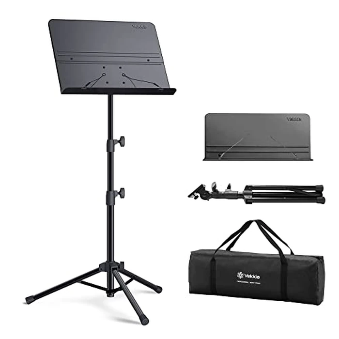Vekkia Professional Portable Sheet Music Stand - Folding Adjustable Holder, with Carrying Bag, Sturdy for Instrumental Performance, Band & Travel by Vekkia - Image 1