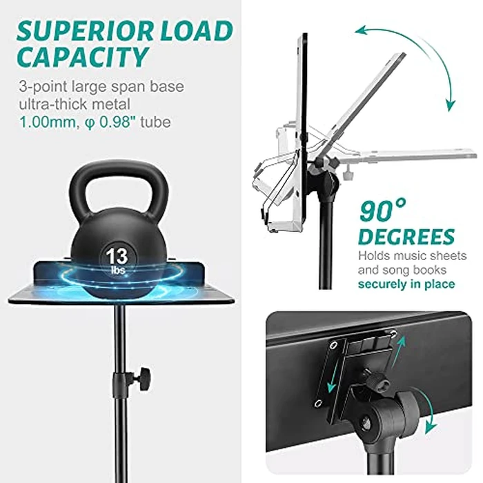 Vekkia Professional Portable Sheet Music Stand - Folding Adjustable Holder, with Carrying Bag, Sturdy for Instrumental Performance, Band & Travel by Vekkia - Image 4