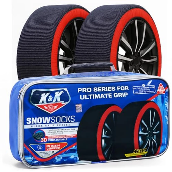 K&K Auto Snow Socks for Tires - Pro Series for Ultimate Grip Approved Snow Chain Alternative Traction Device - Tire Sock for SUV Van Pickup Truck - Winter Travel Accessory Emergency Kit - XXL (2pcs) by KNK Boutique - Used - Like New condition - US$76.37