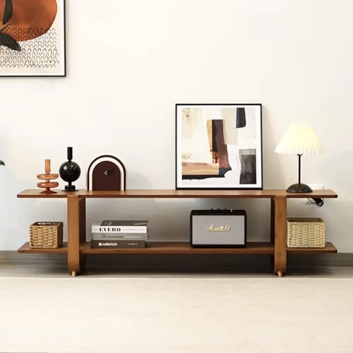 Mordchil HF Bamboo TV Stand for TVs up to 65", Accent Entertainment Center with Storage, Modern Console Table with Shelf, Media TV Stand for Living Room, Bedroom, 55"(L), Walnut by Mordchil HF - Image 3