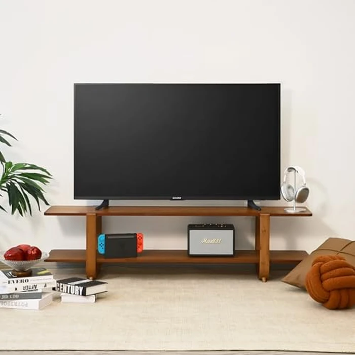 Mordchil HF Bamboo TV Stand for TVs up to 65", Accent Entertainment Center with Storage, Modern Console Table with Shelf, Media TV Stand for Living Room, Bedroom, 55"(L), Walnut by Mordchil HF - Image 6
