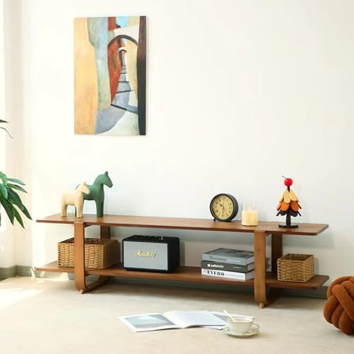 Mordchil HF Bamboo TV Stand for TVs up to 65", Accent Entertainment Center with Storage, Modern Console Table with Shelf, Media TV Stand for Living Room, Bedroom, 55"(L), Walnut by Mordchil HF - Image 7