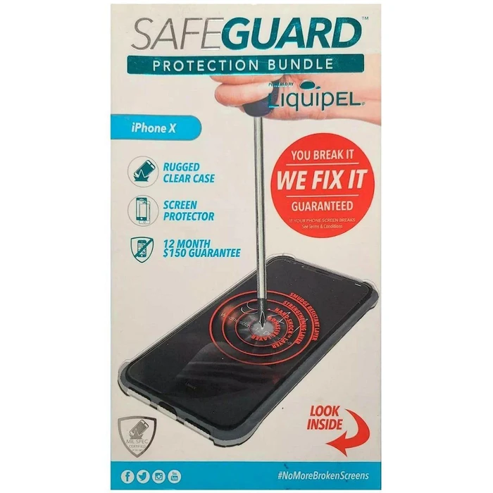 Liquipel SafeGuard Protection Bundle Phone Case + Screen Protector for iPhone X - Clear by Liquipel - Refurbished - Excellent condition