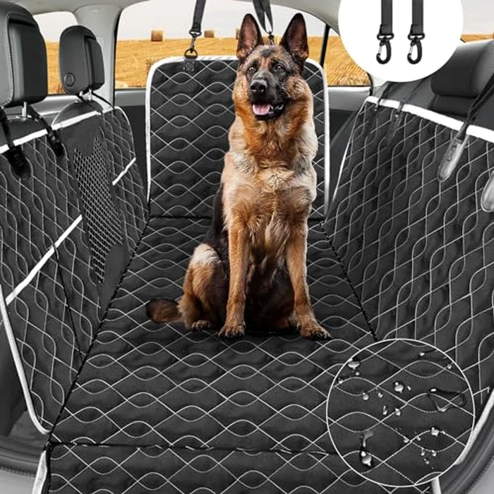 BETEAM Dog Car Seat Cover for Back Seat, 100% Waterproof Dog Car Seat Covers with Mesh Window, Pet Hammock with 4 Bags Side Flap, Scratchproof and Nonslip Backseat Protection for Car, Truck and SUV by BETEAM - Used - Very Good condition - CA$45.11