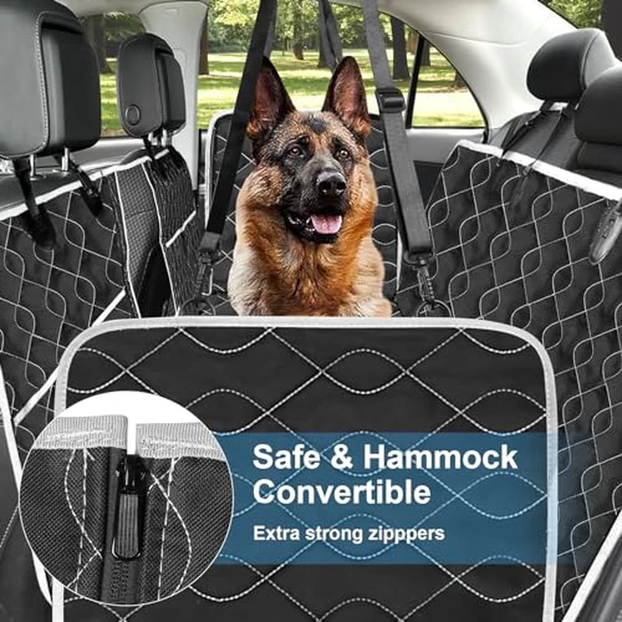 BETEAM Dog Car Seat Cover for Back Seat, 100% Waterproof Dog Car Seat Covers with Mesh Window, Pet Hammock with 4 Bags Side Flap, Scratchproof and Nonslip Backseat Protection for Car, Truck and SUV by BETEAM - Image 5