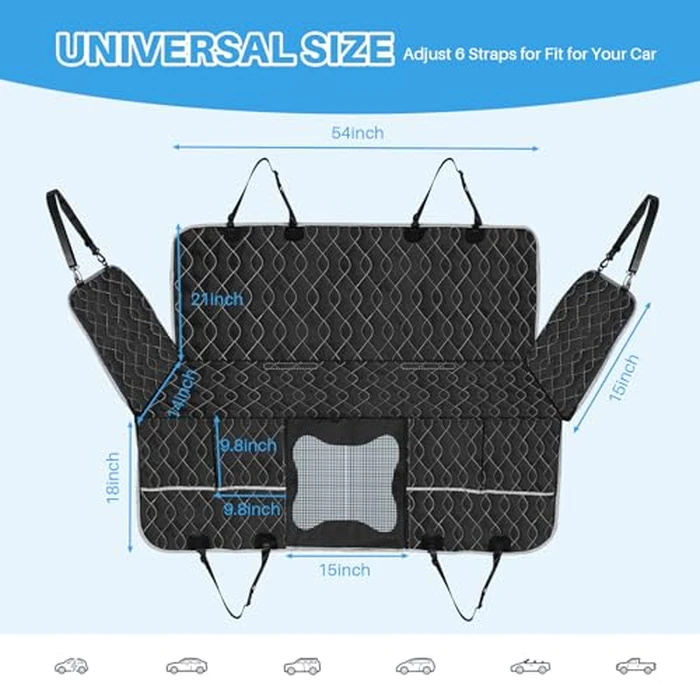 BETEAM Dog Car Seat Cover for Back Seat, 100% Waterproof Dog Car Seat Covers with Mesh Window, Pet Hammock with 4 Bags Side Flap, Scratchproof and Nonslip Backseat Protection for Car, Truck and SUV by BETEAM - Image 6