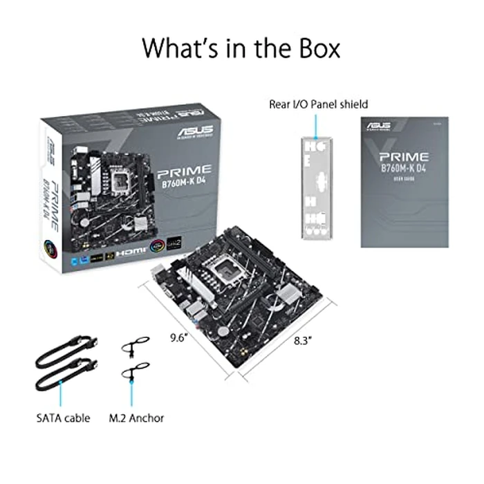 ASUS Prime B760M-K D4 Intel(R) B760 (LGA 1700)(13th and 12th Gen) mATX Motherboard, PCIe 4.0, Two PCIe 4.0 M.2 Slots, DDR4, Realtek 2.5Gb Ethernet, HDMI(R), SATA 6 Gbps, Front USB 3.2 Gen 1, Aura Sync by ASUS - Image 7