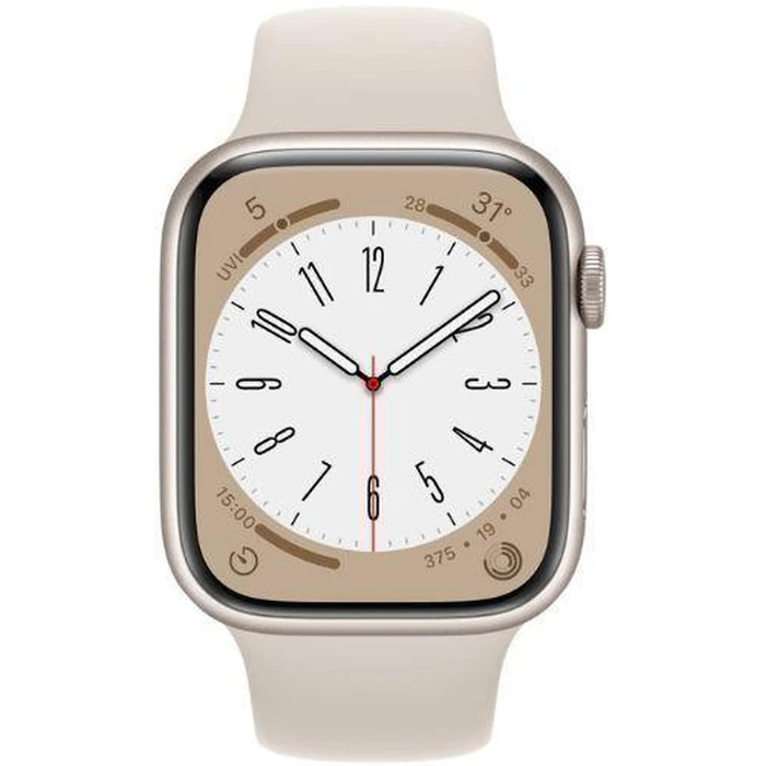 Apple Watch Series 8 (GPS) - 32GB - 45mm - Starlight Aluminum Case with Starlight Rubber Sport Band by Apple - Refurbished - Acceptable condition - US$146.99