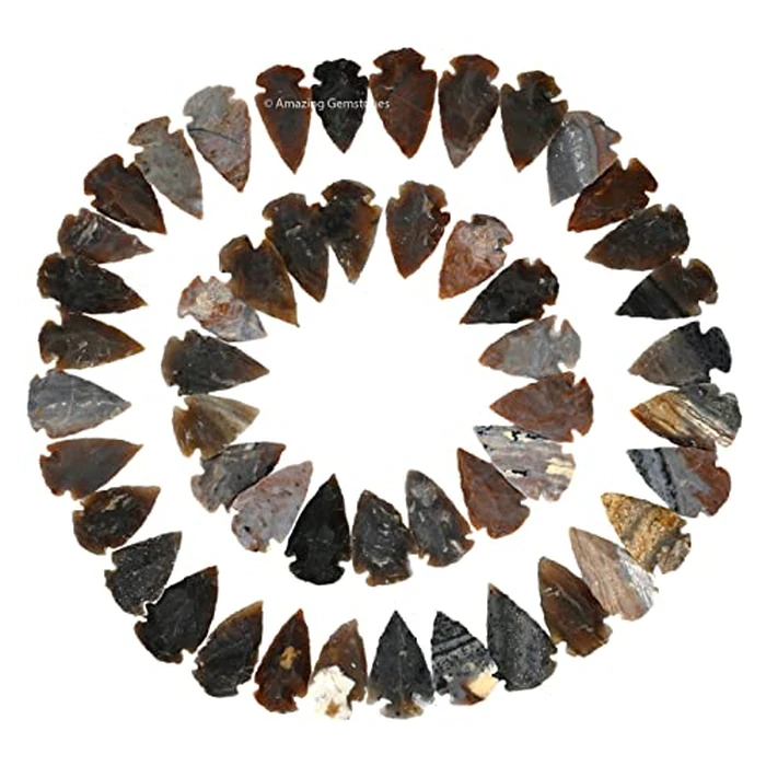 Amazing Gemstone 50 Pieces Fancy Jasper Arrowhead Bulk, Crystal and Healing Stone Flint Rock Arrow Head - 1 to 1.5 Arrowheads for DIY Project Craft Point Jewelry Making by Amazing Gemstone - Used - Like New condition