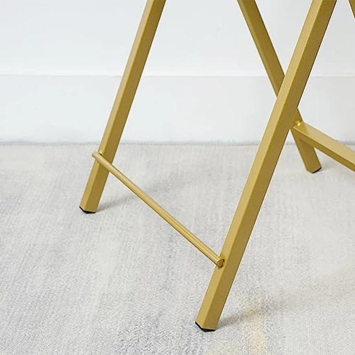 HOOBRO Folding TV Tray Tables, Set of 2 Side Table for Small Space, Portable Snack Tables for Eating at Couch, Stable Metal Frame Sofaside Table, Easy Assembly, Space Saving, Marble and Gold DM25BZ01 by HOOBRO - Image 8