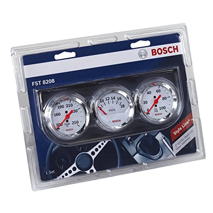 BOSCH SP0F000046 Style Line 2" Triple Gauge Kit (White Dial Face, Chrome Bezel) by Bosch - Image 3