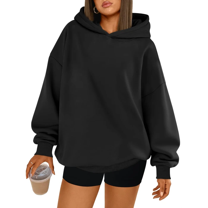 Trendy Queen Womens Oversized Hoodies Comfy Sweatshirts Spring Fashion 2026 Outfits Casual Tops Fleece Clothes with Pockets Black S by Trendy Queen - Used - Like New condition - US$31.13