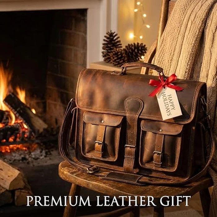 cuero Leather Messenger Bag for Men, 16 Inch Laptop Crossbody, Vintage Handmade Leather Shoulder Satchel Bag for Men, Full Grain Business Briefcase for Office/Work/Travel - Brown by cuero - Image 7