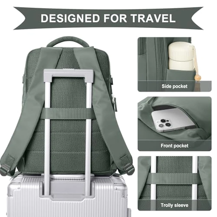 Cabin Bags for Travel, Underseat Carry-ons Bag for Women, Hand Luggage Bag Men Travel Backpack Cabin Size Fit 14 inch Laptop backpack Lightweight Version Green by SEAFEW - Image 5