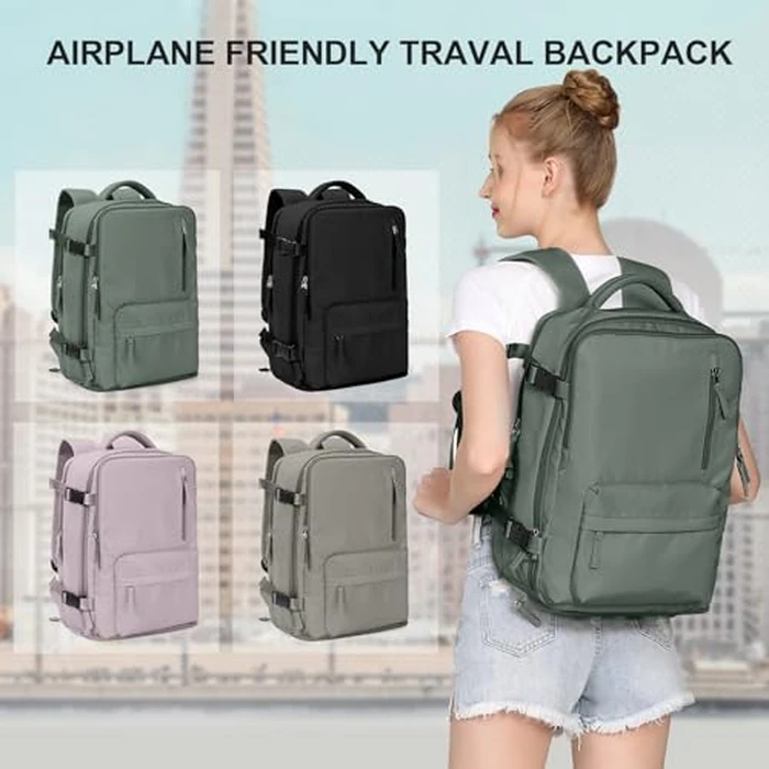 Cabin Bags for Travel, Underseat Carry-ons Bag for Women, Hand Luggage Bag Men Travel Backpack Cabin Size Fit 14 inch Laptop backpack Lightweight Version Green by SEAFEW - Image 7