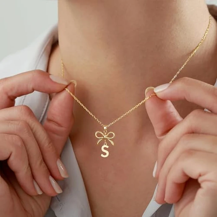 JIAOGE Initial Necklaces for Women - Letter J Initial Necklace for Girls Kids Bow Necklace Gold Necklace for Women 7 8 9 10 11 12 13 14 Year Old Girl Birthday Gifts for Teen Girl Gifts Trendy Stuff by JIAOGE - Image 5