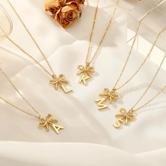 JIAOGE Initial Necklaces for Women - Letter J Initial Necklace for Girls Kids Bow Necklace Gold Necklace for Women 7 8 9 10 11 12 13 14 Year Old Girl Birthday Gifts for Teen Girl Gifts Trendy Stuff by JIAOGE - Image 7