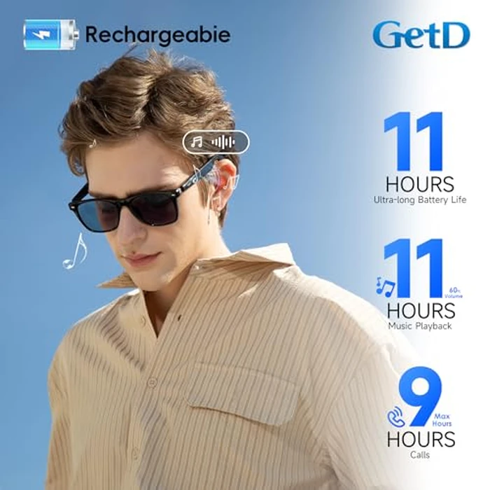 GetD 2026 AI Glasses for Men & Women, Smart Glasses Powered by ChatGPT, AI Real-time Translation with 145 Languages, 11H Music Play, Bluetooth Glasses with Photochromic Lens for Daily Use, Travel by GetD - Image 5