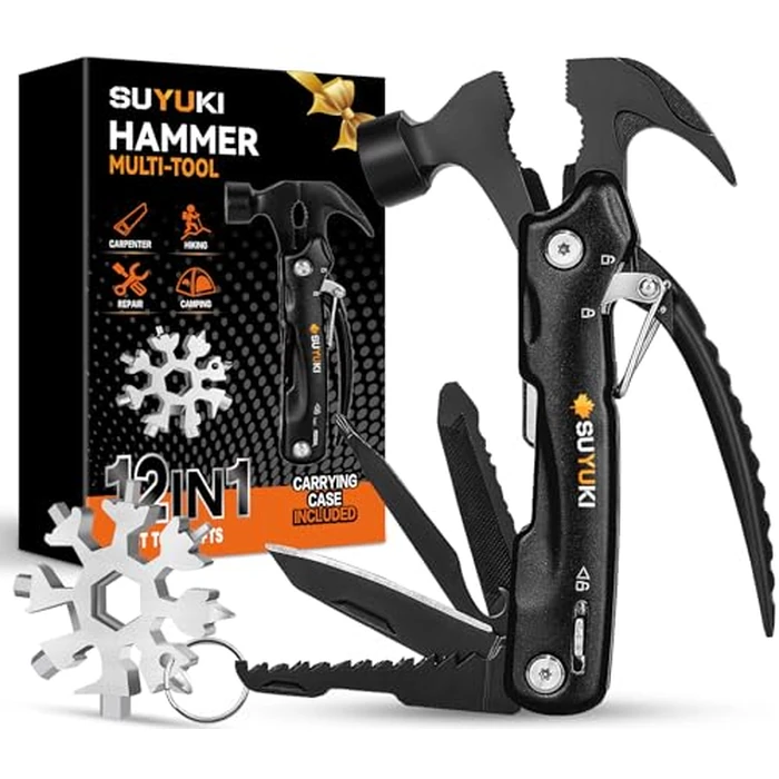 Gifts for Dad from Daughter Son, All in One Tools Hammer Multitool with Snowflake Multi-Tool, Stocking Stuffers for Adults Him, Gifts for Men, 12-in-1 Hammer Multitool by SUYUKI - Used - Like New condition - CA$15.95
