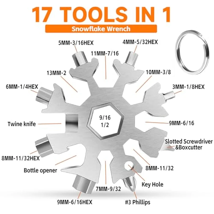 Gifts for Dad from Daughter Son, All in One Tools Hammer Multitool with Snowflake Multi-Tool, Stocking Stuffers for Adults Him, Gifts for Men, 12-in-1 Hammer Multitool by SUYUKI - Image 3