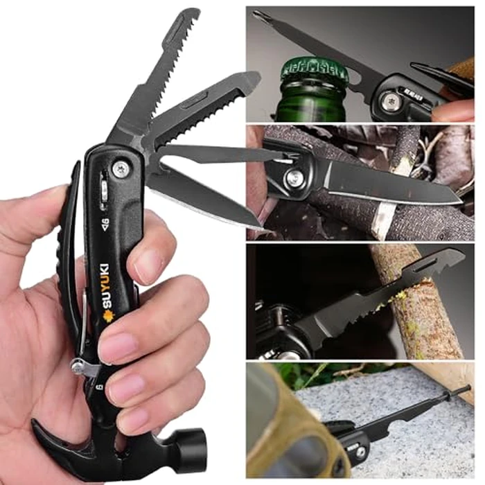 Gifts for Dad from Daughter Son, All in One Tools Hammer Multitool with Snowflake Multi-Tool, Stocking Stuffers for Adults Him, Gifts for Men, 12-in-1 Hammer Multitool by SUYUKI - Image 4