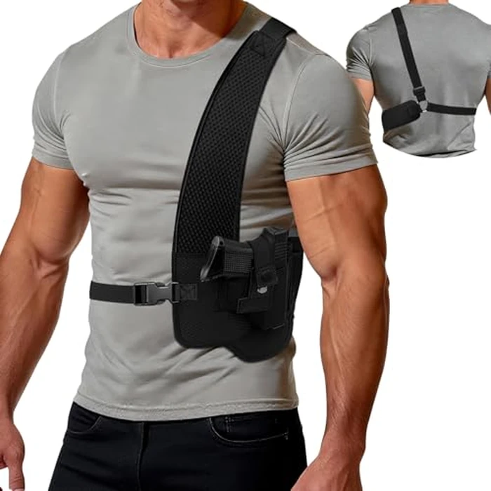 AIKATE Shoulder Holster for 9mm, Gun Shoulder Holster with Magazine Pouch, Universal Chest Holster for Men, Fits Subcompact and Compact Pistols for S&W Bodyguard, M&P Shield 9mm, Glock 17, 19, 26, 43 by AIKATE - Image 1