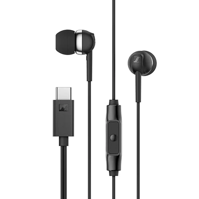 Sennheiser CX 80U - Wired in-Ear Headphones, USB C Connection, in-line One-Button Smart Remote with Microphone, Closed Earbuds for Passive Noise Cancelling - Black by Sennheiser - Image 1