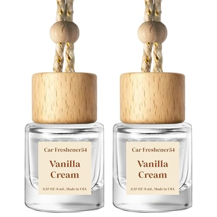 C Classy Hanging Car Air Freshener 2 Pack, Vanilla Cream Essential Oil Diffuser, Long-Lasting Fragrance, Cute Glass Bottle Car Accessories for Women & Men, Made in USA by C CLASSY PERSONALIZED JEWELRY - Used - Like New condition