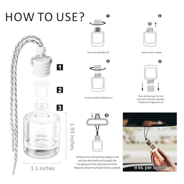 C Classy Hanging Car Air Freshener 2 Pack, Vanilla Cream Essential Oil Diffuser, Long-Lasting Fragrance, Cute Glass Bottle Car Accessories for Women & Men, Made in USA by C CLASSY PERSONALIZED JEWELRY - Image 4